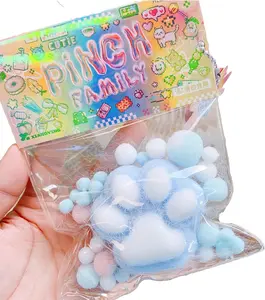 【Limited Time Deal】Cat Paw Squishy, Cat Paw Squeeze Toys, Squishy Cat Paw, Stress Relief Toy, Kawaii Squishies PVC Sensory Toys, Pinch Family Squishy (B-Blue)