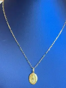 16” Paperclip Chain Necklace with Virgin of Guadalupe Medal Pendant – Religious Jewelry