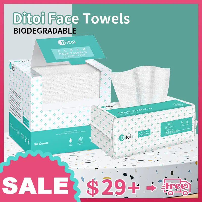 Ditoi Disposable Face Towels – Ultra-Soft & Thick Wipes, Highly Absorbent Single-Use Dry Cloths, Gentle Non-Irritating Plant Fiber Tissues, Hygienic &