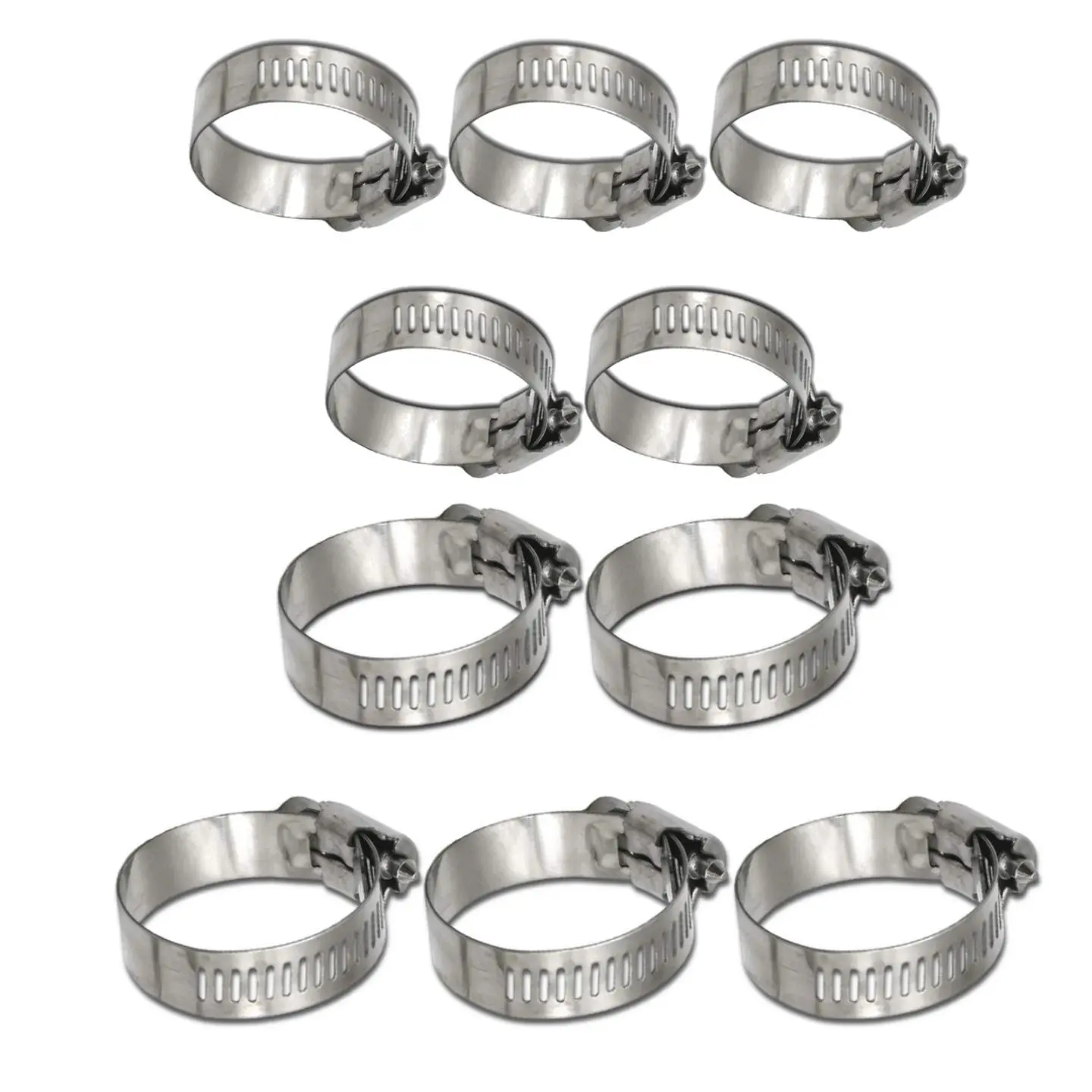 10 Piece Premium 304 Stainless Steel Worm Gear Hose Clamps | Adjustable Size Range 13/19 to 16/25 | Heavy Duty Fuel Line Clamps for Automotive Marine Plumbing and HVAC Systems | Reliable Leak Proof Seal