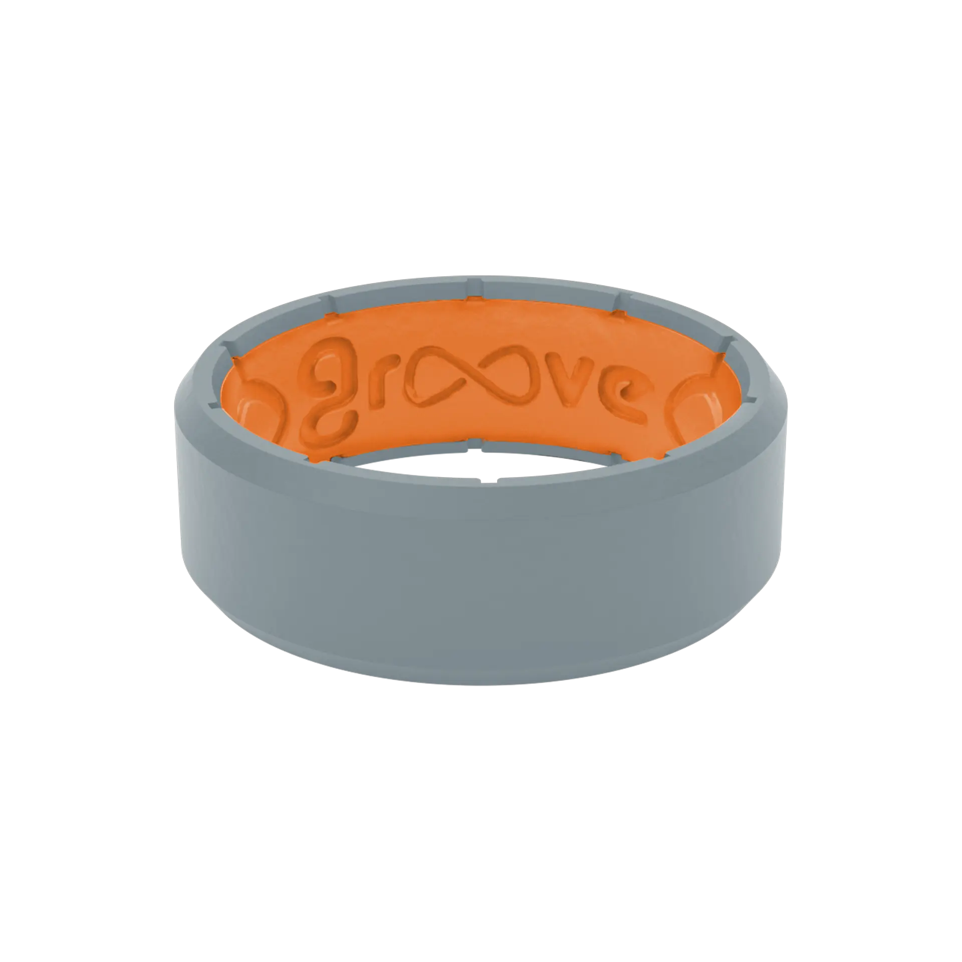 Groove Ring – Silicone Wedding Band, Comfortable Work & Fitness Ring – Edge Storm Grey and Orange Groove Ring – Silicone Wedding Band, Comfortable Work & Fitness Ring – Edge Storm Grey and Orange