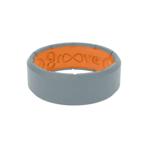 Groove Ring – Silicone Wedding Band, Comfortable Work & Fitness Ring – Edge Storm Grey and Orange Groove Ring – Silicone Wedding Band, Comfortable Work & Fitness Ring – Edge Storm Grey and Orange