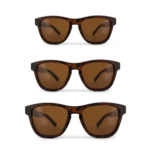 Valencia Caramel S-M-L Unisex Square Sunglasses with Matte Tortoise Frames and Dark Brown Polarized Lenses in Small Medium and Large-XL Sizes