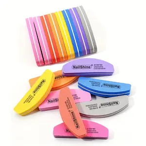 [Unscented Washable Nail Buffers] 10 Pcs Mini Crescent Nail Files and Buffers Set, Double-Sided Emery Board, Washable Sponge for Acrylic Nails, Unscented Manicure Tools for Shaping and Polishing