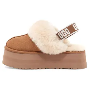 UGG Funkette Women's Chestnut Fleece-Lined EVA Anti-Slip Slippers with Thick-Soled Comfort & Durable Construction