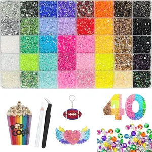 40-Jelly Rhinestones synthetic beads With Kit for Bedazzling 3mm Multicolor synthetic beads Resin Flatback beads for Art Bedazzler Kit for Crafting Book DIY Crafts Clothing Tumblers Shoes Fabric Nail Art Colorful