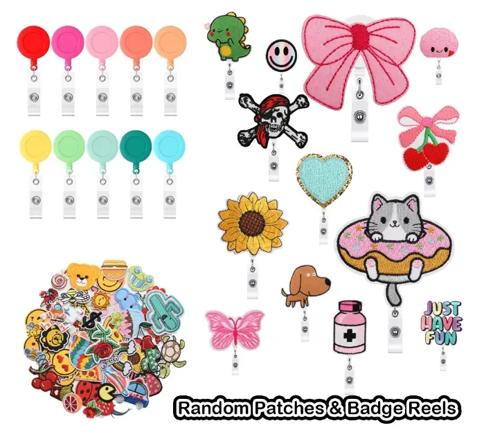 Random 20pcs Cartoon DIY Acrylic Cartoon FlatBack +10pcs Retractable Badge Reels+10pcs Mobile Phone Holder Cellphone Accessories Smartphone