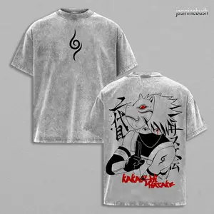 Kakashi Hatake Washed Tee – Naruto Unisex Oversize Anime T-Shirt