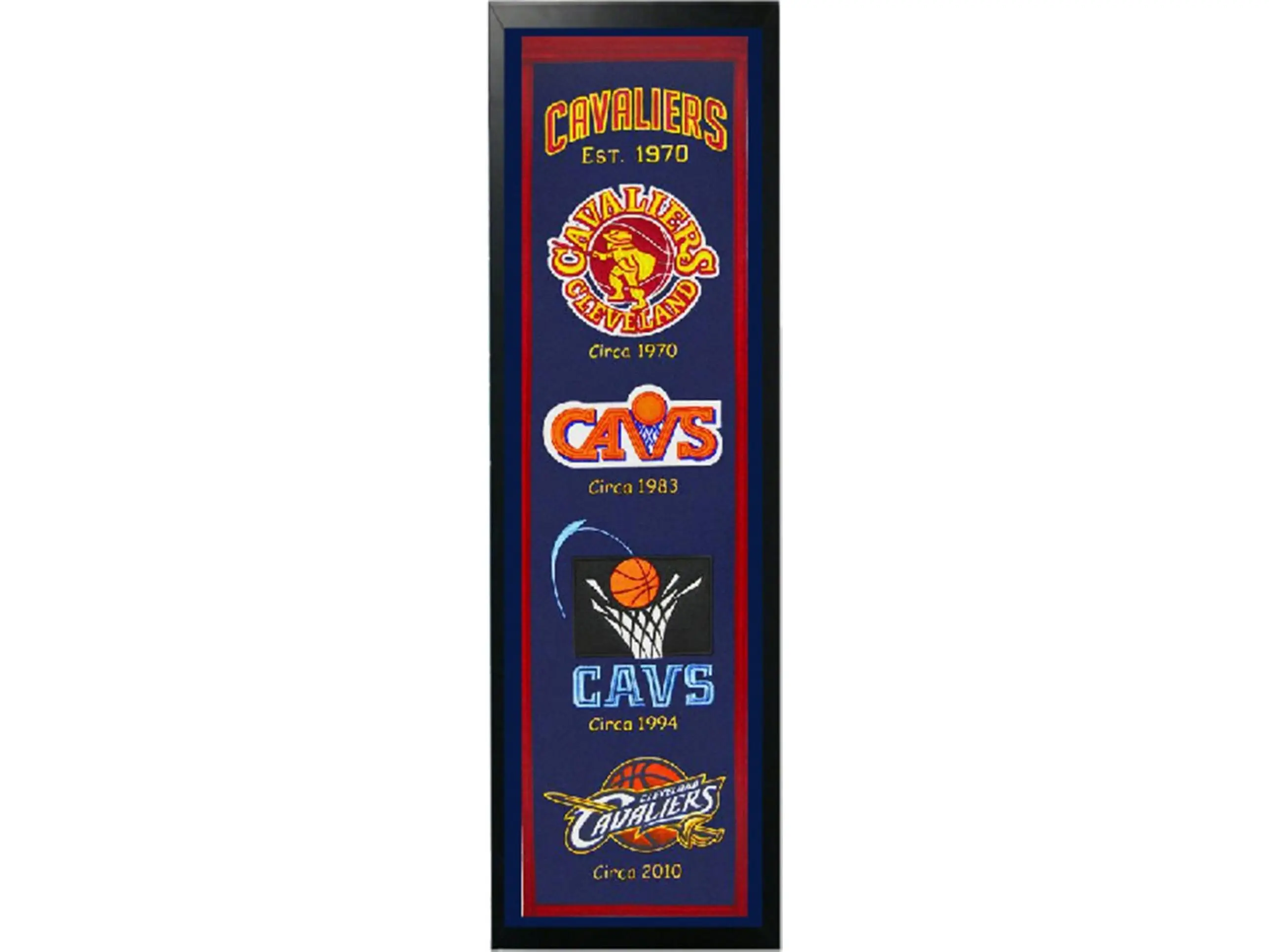 Encore Select 110-25 Cleveland Cavaliers Logo History Felt Banner, 14x37 in Sports Collectibles, Home & Festive Party Backdrop Decoration