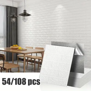 3D Brick Wall Stickers, PVC Foam, DIY Cuttable, Peel & Stick, Waterproof, Durable, Vintage Style, for Kitchen, Bathroom, Living Room