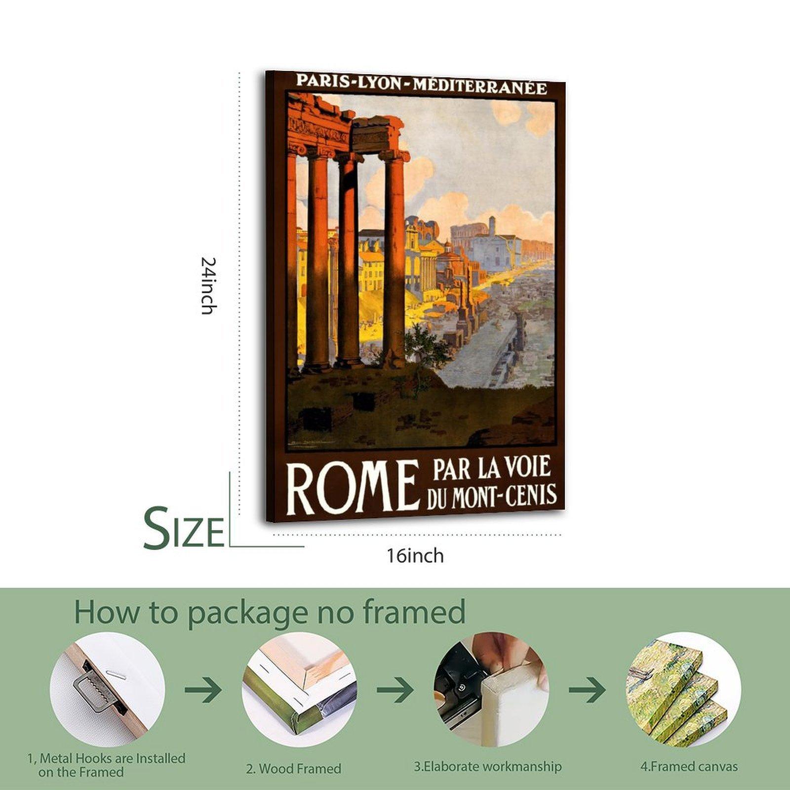 Vintage Travel Poster Rome Italy Tourism Poster Decorative Painting Canvas Wall Art Picture Print Modern Family Bedroom Decor