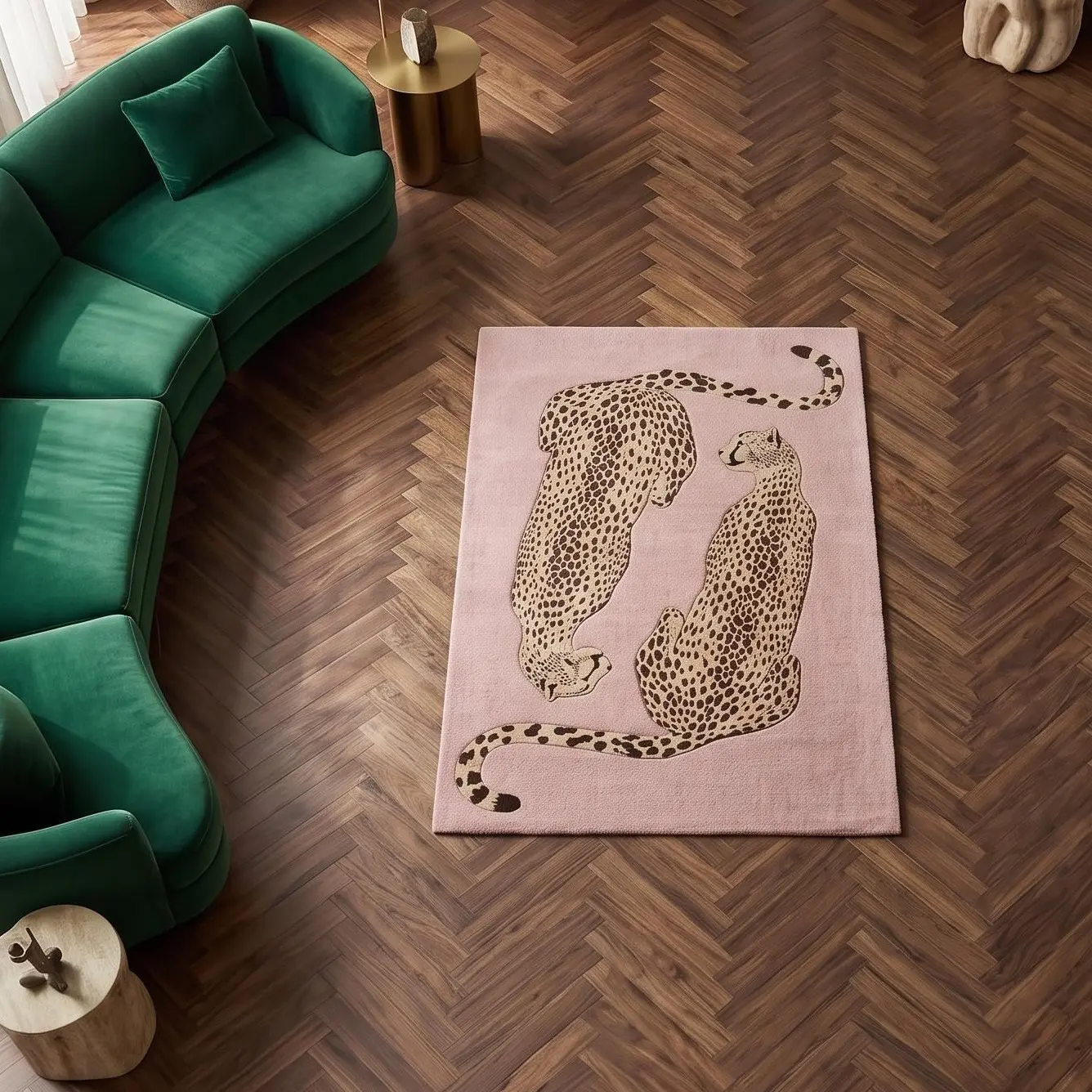 Cheetah Print Wool Rug Hand Tufted Pink Area Rug, Luxury Animal Print Carpet, Modern Statement Rug, NZ Wool Living Room Rug
