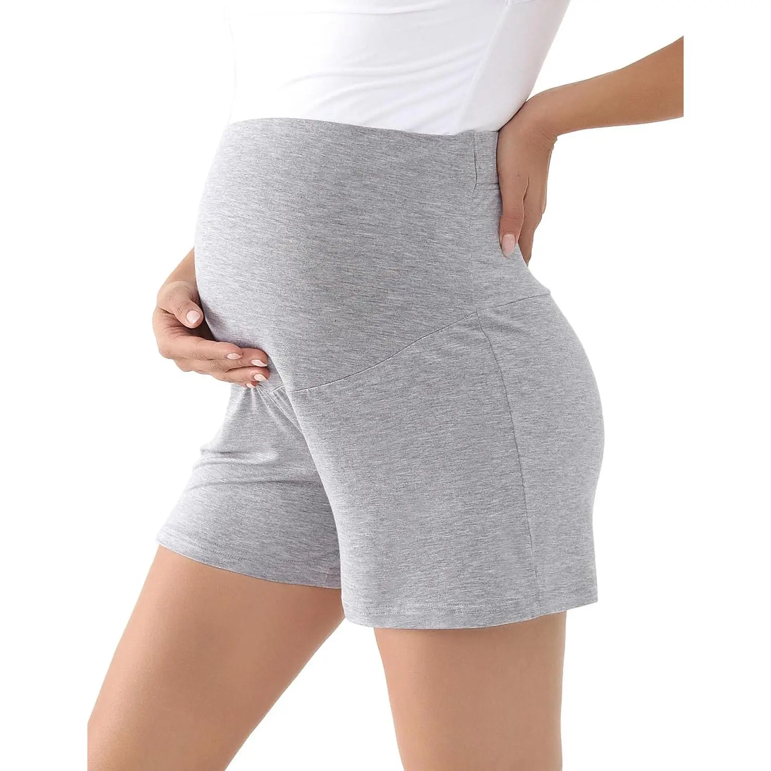Women's Maternity Bamboo Viscose Pajama Shorts - Plain, Solid Pattern, Short Length, Soft Stretchy Comfy Loungewear, Pregnancy Maternity Clothing & Accessories, Elastic Waist