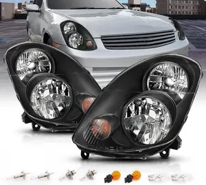 AmeriLite Replacement Black JDM Headlights For 2003-2004 Infiniti G35 4 Door Sedan- Passenger and Driver Side