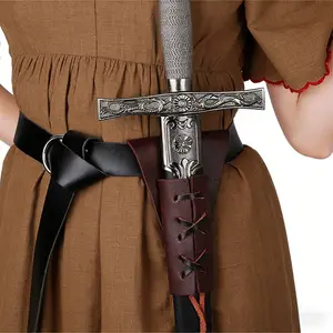 Viking Style Single Weapon Belt Sword Holster, Medieval Knight Leather Belt Strap, Cosplay Knight Costume Accessory, Aesthetic