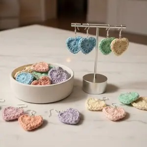 Micro Crochet Heart Earrings - Handmade Crochet Earrings in Various Colors, Perfect for Everyday Wear