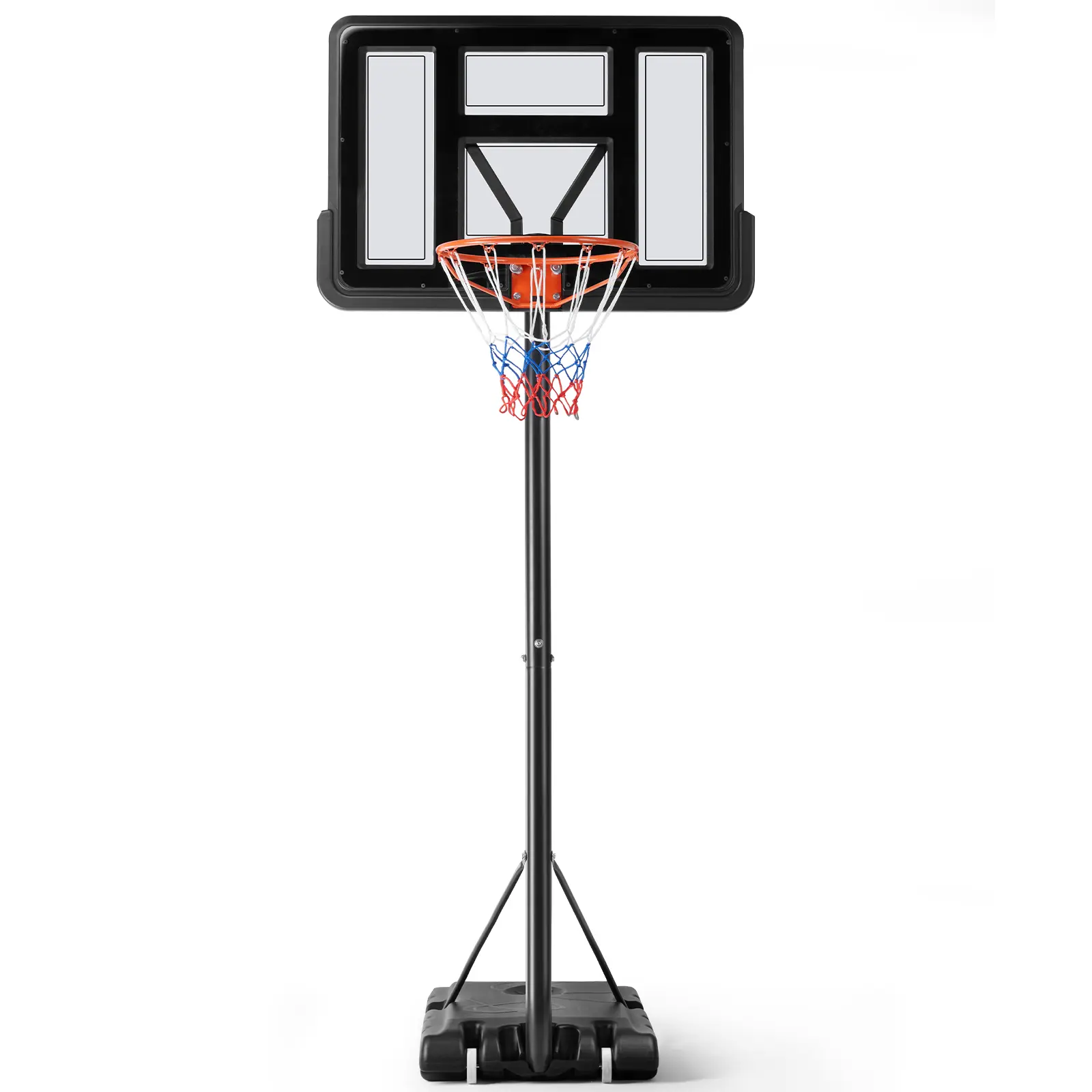 10FT Adjustable Height Portable Basketball Hoop - Durable Outdoor Adult Hoop with 44In Shatterproof Backboard, Shock-Absorbent Rim, Fillable Stability Base, 2 Transport Wheels for Pool/Indoor Use