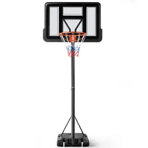 10FT Adjustable Height Portable Basketball Hoop Outdoor for Adult, 44 Inch Shatterproof Backboard w/Shock Absorbent Rim, Fillable Base, 2 Wheels for Swimming Pool/Indoor