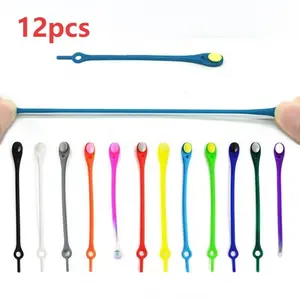 12pcs Silicone shoelaces, round elastic shoelaces, special no-tie shoelaces, unisex, hiking and anti-slip.