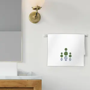 Blue and White Porcelain Kitchen Towels, Chinoiserie Decor Blue and White Dish Towels, Topiary Trees Decorative Hand Towels for Bathroom Kitchen, Chinoiserie Bathroom Kitchen Decor(16x24 Inch)