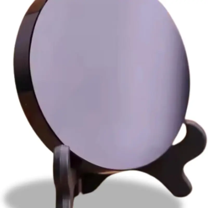 Black Obsidian Scrying Mirror with Wooden Stand 3.15 in - Healing Crystals for Witchcraft, Divination, Meditation, and Spiritual Practices Home Decor