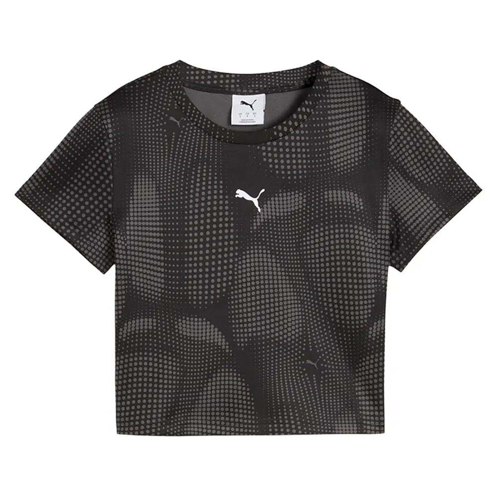 PUMA Womens Dare To Graphic Baby Crew Neck Short Sleeve Casual Tops Casual - Black