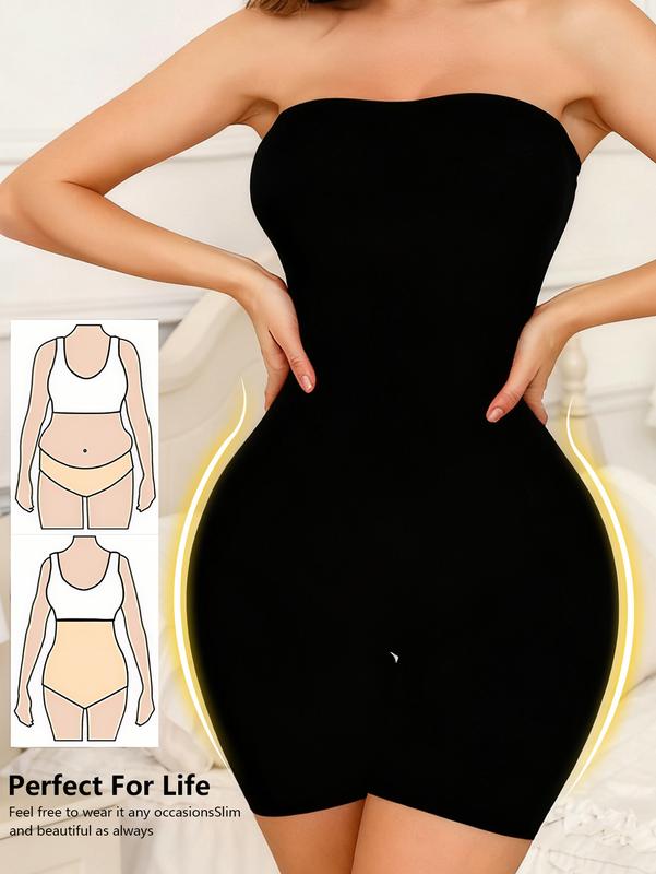 Women's Seamless Strapless Corset Top Black Tummy Control Butt Lifting Four-Way Stretch Form-Fitting Bodysuit with Adjustable Straps & Zipper Closure for Everyday & Special Occasions Tummy Control Shapewear Sleek Formfitting Design