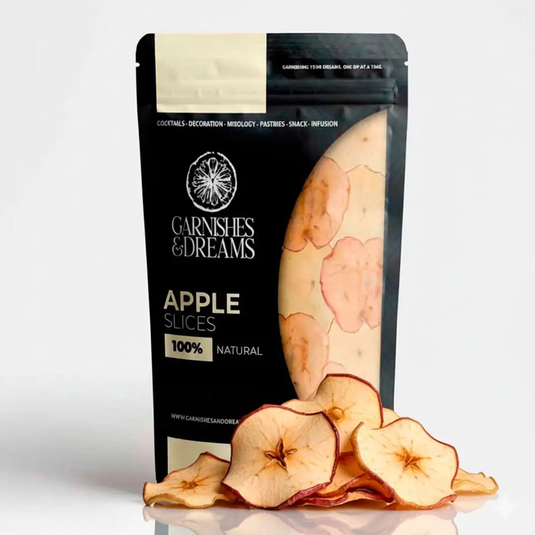 Garnishes & Dreams Dehydrated & Dried Green apple Slices – Tart Crisp Fruit for Snacking, Baking, Mixology & Oatmeal, Natural Edible Garnish, No Sugar Added