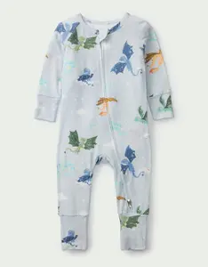 Loulou Lollipop Sleeper - Magical Dragons | Crewneck Long Sleeve with Fold-Over Cuffs Baby Romper - Two-Way Zipper Sleeper - Breathable & All-Season Wear -  Cute Baby Sleepwear Outfits For Boys and Girls Bodysuit Infant