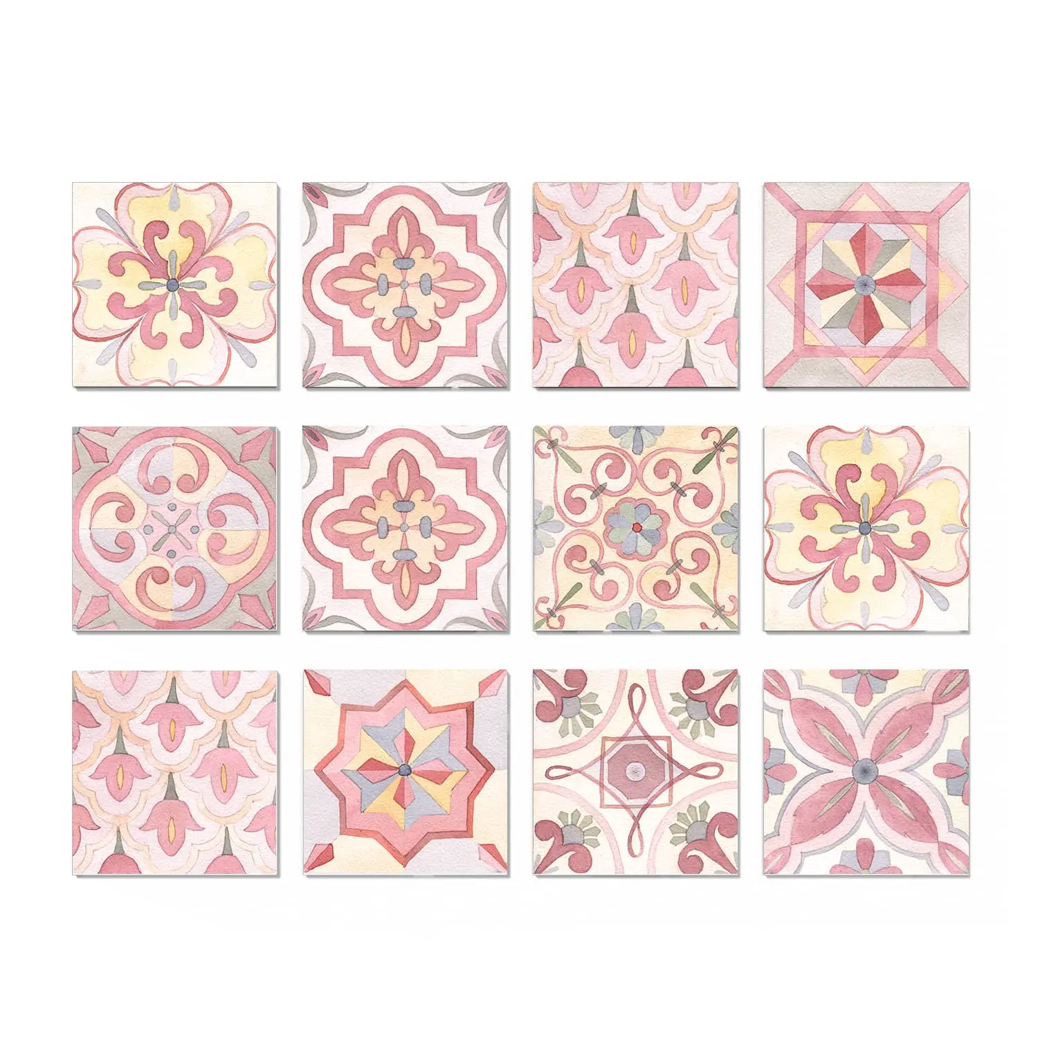 Tulip Flower Pattern Ceramic Tile Sticker, Waterproof Self-Adhesive Ceramic Tile Sticker, Decorative Sticker for Home Bedroom Kitchen Bathroom, Ornaments