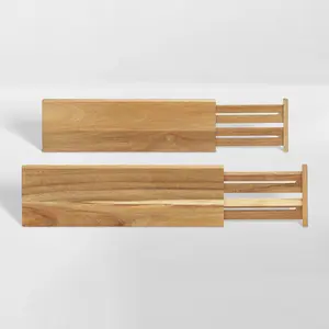 NEAT Method Adjustable Acacia Drawer Dividers – Four Sizes, Sold in Set of 2