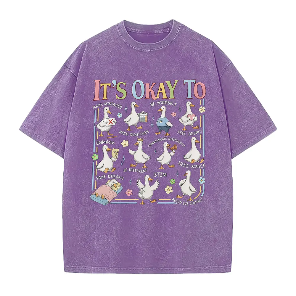 It's Okay To" Neurodiversity T-Shirt, Duck Themed Self-Acceptance Graphic Tee