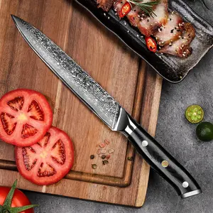 Classic 8 Inch Slicing Knife VG10 Damascus Steel Japanese Carving Knife Kitchen Black meat cleavers Blade Plastic