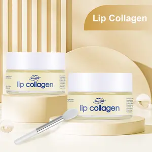 0.705 OZ Collagen Lip Mask with Silicone Lip Brush - contains hyaluronic acid mineral oil to exfoliate lip lines and remove dead skin Skincare Comfort