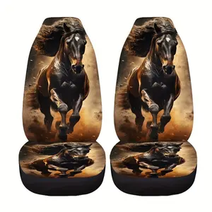 War Horse Print Car Seat Cushion Set, Fits Front Seats of Sedans & Suvs, Easy Installation, Ideal Gift for Holidays