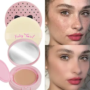 Lightweight Flawless Makeup Balm with Mirror and Puff Storage, Cute Polka Dot Design for Smooth Skin, Buildable Coverage for All Skin Types