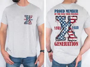 Generation X Tee Shirt, Proud Member Generation, American Flag Shirt, Gen X Sarcastic, Gift For Men Friend, Unisex Shirt, Short sleeve Menswear
