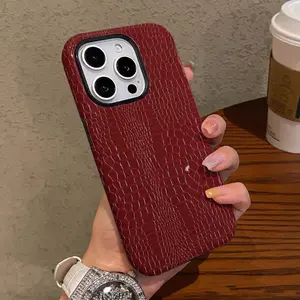 Fashion Red Leather Print Pattern Phone Case for iPhone 17, 17 Pro, 16 Pro Max, 15P, 13, 11, 12, XS, 8 Plus, 7 Glossy 2-in-1, Device Cover, Smartphone Case, Trendy Pattern, Fashion Design, Highquality Finish, Durable Cover, Slim Phone Shell, Lightweight C