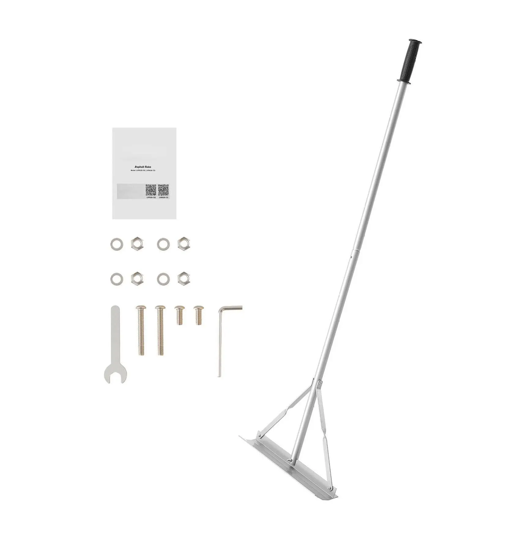 Landscape Rake 60 Inch Handle - 20 Inch Asphalt Rake for Leveling, Heavy Duty Aluminum Land Rake Tool for Concrete Paving & Sand Flattening