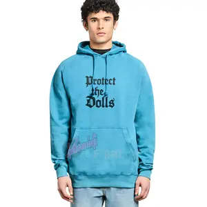 Protect The Dolls Old Style Vintage Raglan Pullover Hoodie - Casual Unisex Sweatshirt in Mineral Washed Cotton Fleece for Autumn