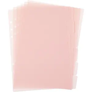 6 Pcs A5 6 Holes Pink Clear Insertable Plastic Binder Divider Index Sheets with Tabs for Binders Notebook Journal Diary Memo Notepad