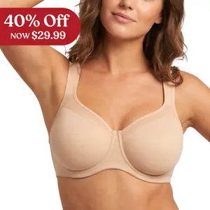 HSIA Alina Full Coverage Underwire Bra Plus Size Minimizer Unlined Seamless T Shirt Bra No Show Supportive Lightweight Adjustable Strap Comfort Fit SpringStatements