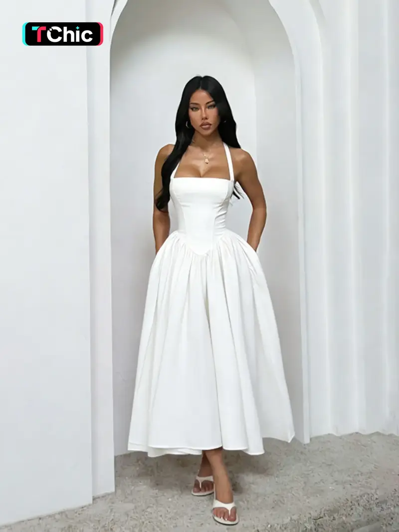 knee length dresses for ladies Opulent Sleeveless A-Line Mini Dress White main image 0