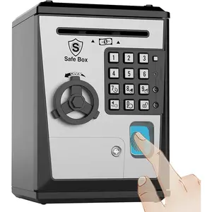 Kids safe bank piggy bank with password and fingerprint lock voice money bank cool and educational gift for boys and girls with timestamped log of last three accesses