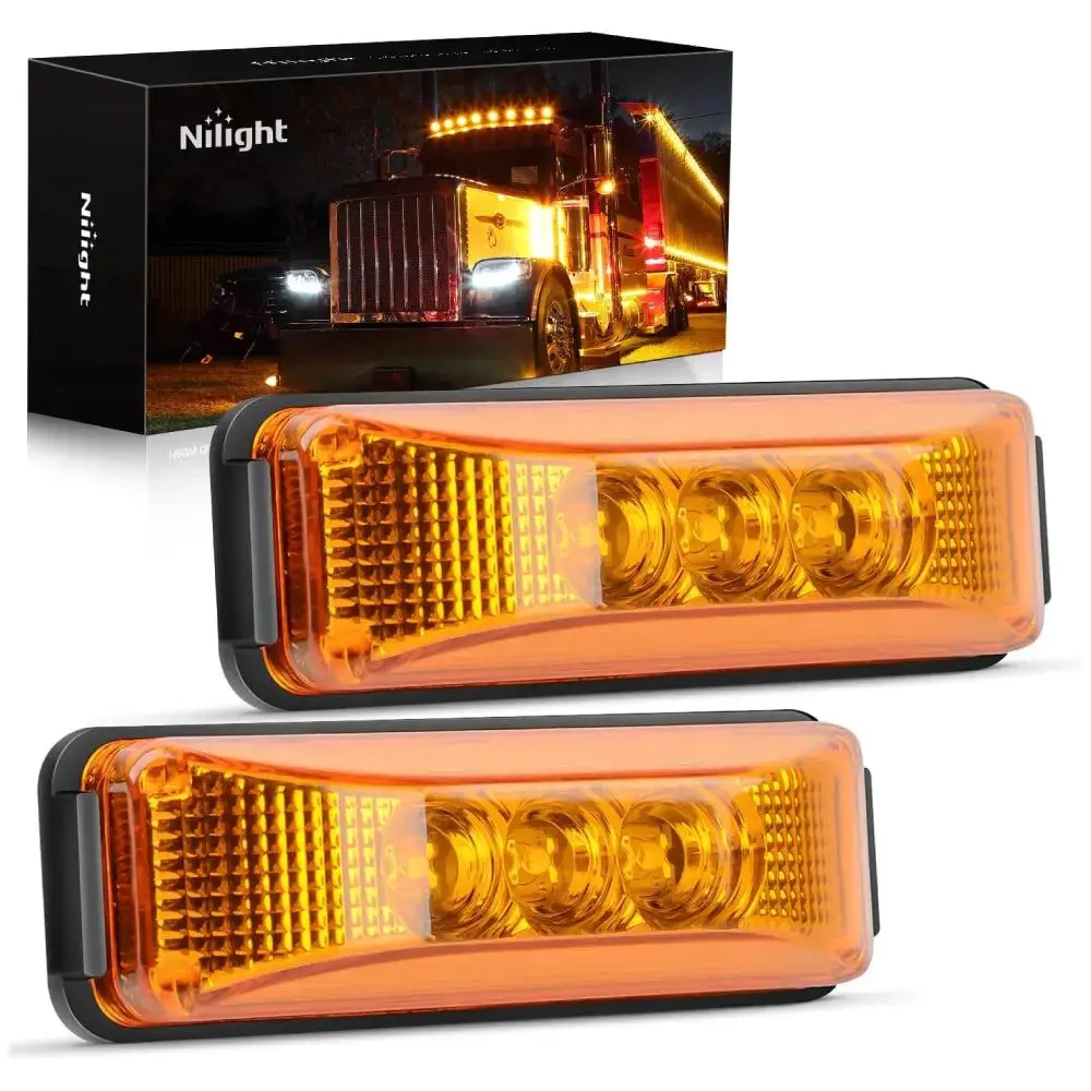 Nilight 3.9 in Amber LED Fender & Side Marker Lights (Pair) - 12V High-Intensity Bulbs for Car, RV, Trailer, Caravan LED Lighting