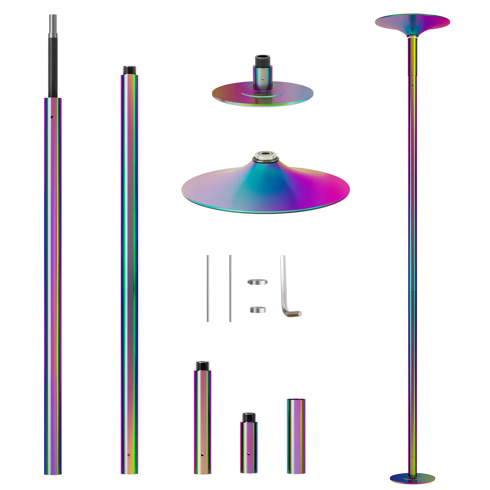 45MM Heavy-Duty Steel Dance Pole - Height-Adjustable, Removable Spinning & Static Pole for Home Exercise, Gym