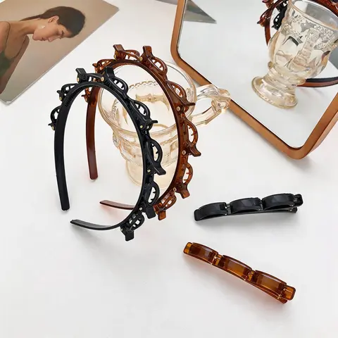 Women's Lacholin Minimalist Resin Headbands (2-Pack) - Anti-Slip Toothed Design Clip Attachment, DIY Accessories, All-Day Wearability, Cute Headbands, Cute Girly Gifts for Anniversary, For Daily Use