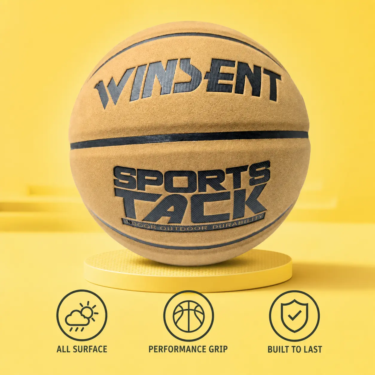 Retro Brown Fuzzy Basketball Non Slip Texture Street Practice Game Ball