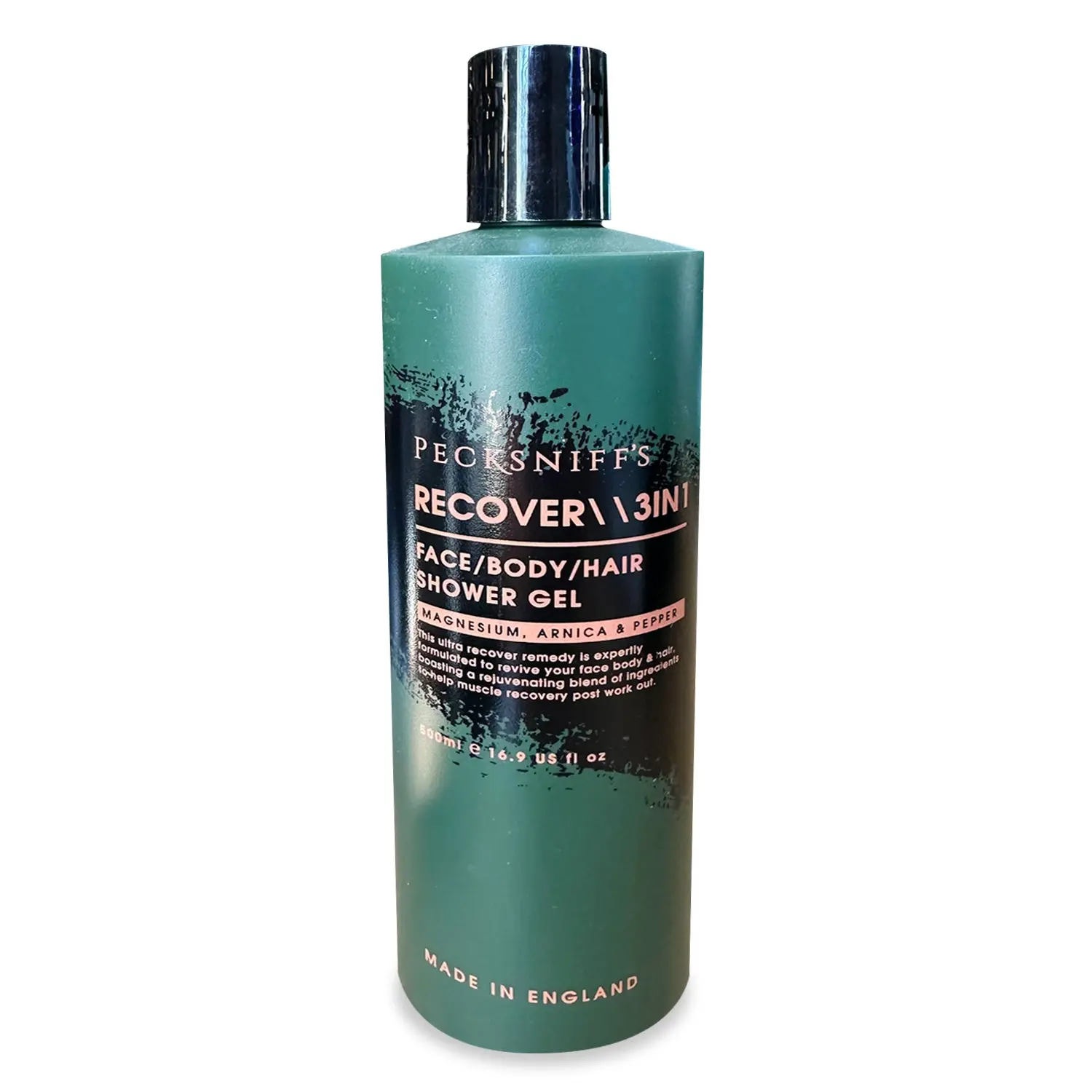 Pecksniffs Recover Magnesium 3-in-1 Arnica and Pepper Shower Gel | 500ml /16.9 Fl Oz
