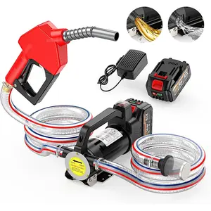 Fuel Transfer Pump Battery Powered, 13GPM Electric Pump with 21V 4.0Ah Battery & Charger, Portable Cordless Pump with Auto-off Nozzle & 2x 6.6FT Hoses for Water Diesel Kerosene Transfer